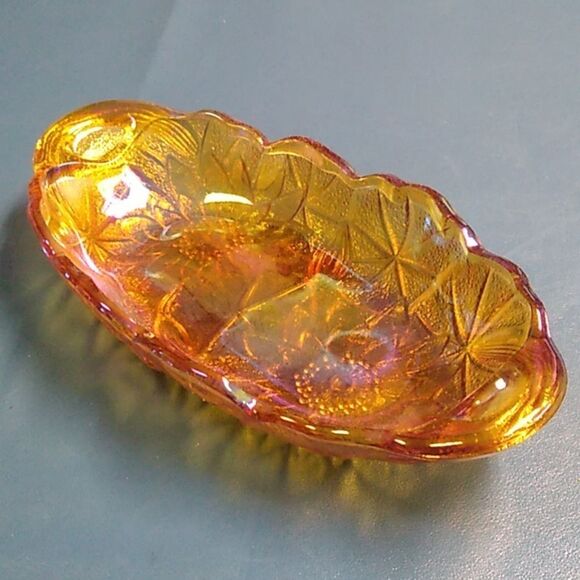 Vintage Amber Carnival Glass Candy Dish Cottagecore Grandmacore - Picture 3 of 5